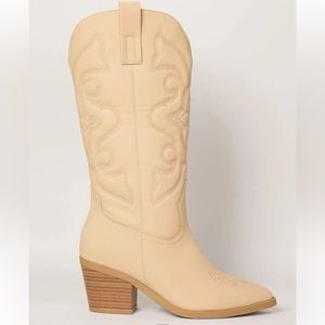 Faux leather toeblock heel cowboy boots